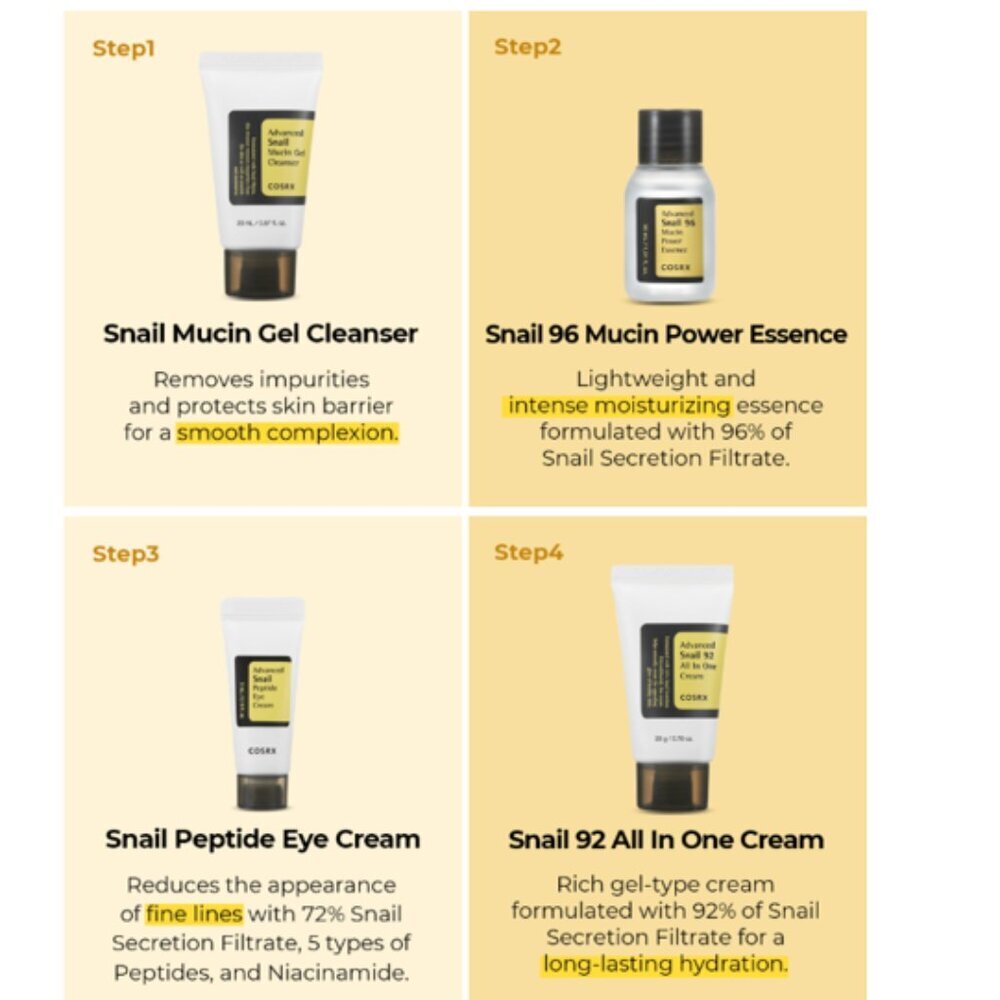 COSRX Advanced Snail Korean Skincare Repairs Soothe Skin 4-PCs Set Travel Size - Picture 3 of 8